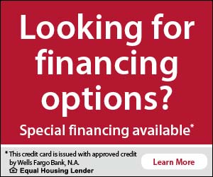 Looking for financing options? Special financing available. This credit card is issued with approved credit by Wells Fargo Bank, N.A., an Equal Housing Lender.